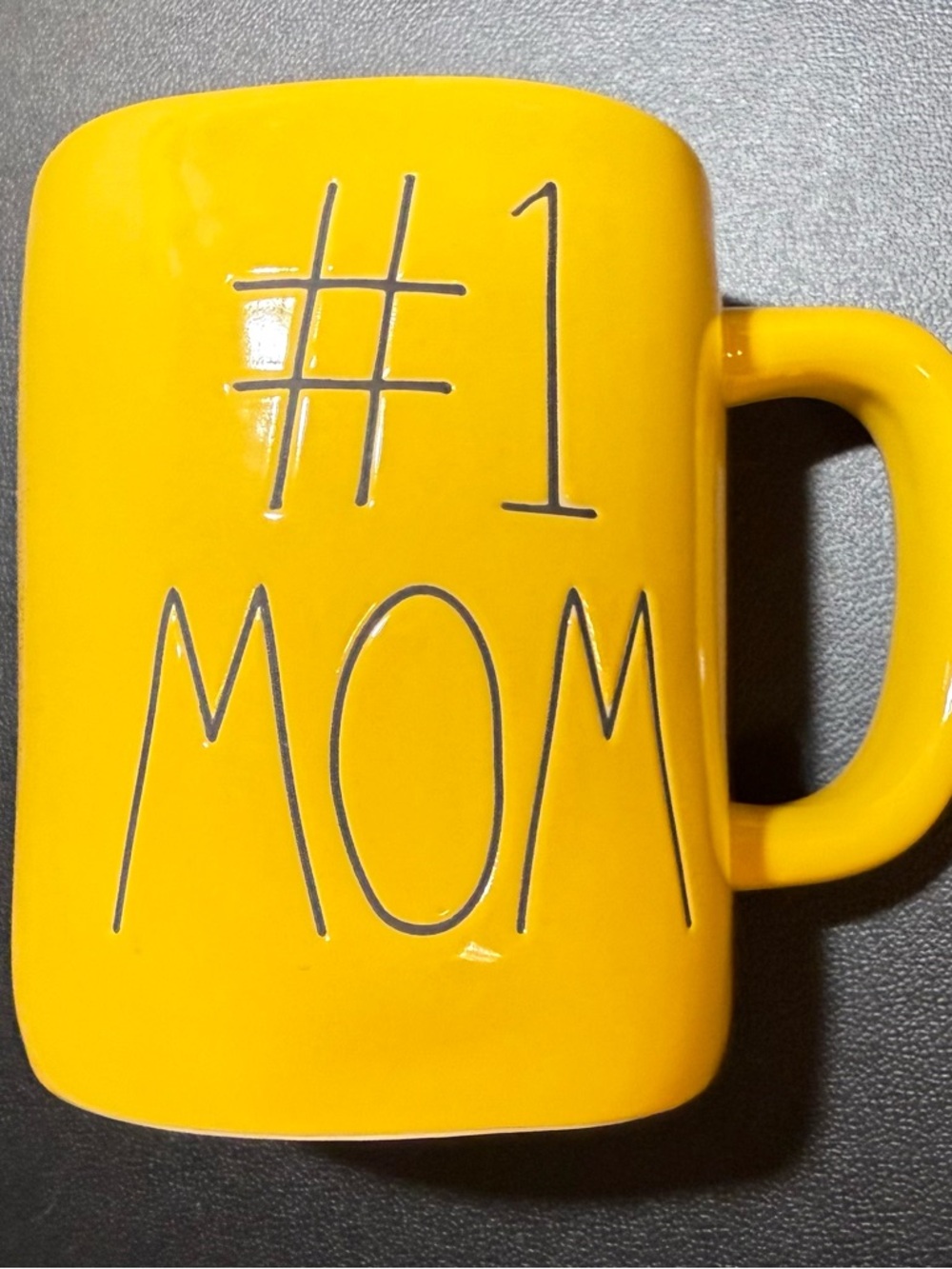 Rae Dunn #1 Mom Yellow Ceramic Mug